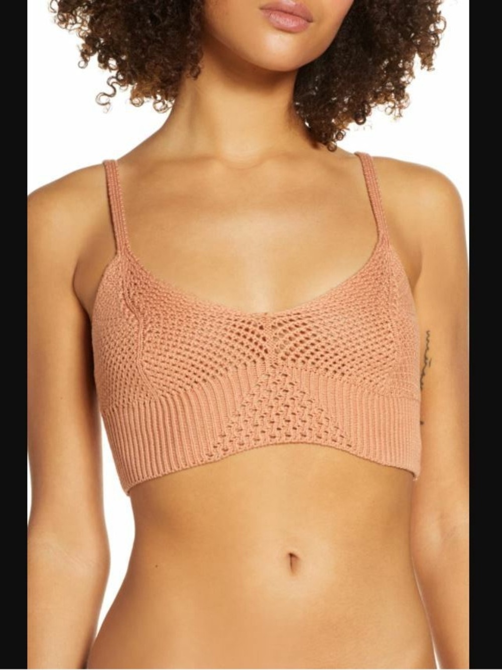 Pink-mauve Free People You Wanna Brami crochet bralette crop top